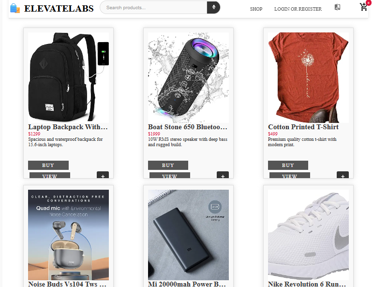 ElevateLabs ECommerce Screenshot